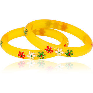 LUV FASHION Yellow plastic Designer Bangles view 2