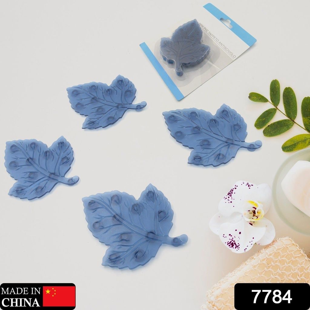 Mat, Mini Pvc Anti-Slip Bat Mat Non Slip Baby Bath Mats, Mini Child Safety Anti Slip Shower Mats Leaf Shaped for Kids (4 pc Set) view 2