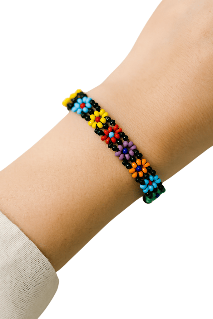 Colorful Daisy Chain Bracelet - Handmade Beaded Jewelry view 2