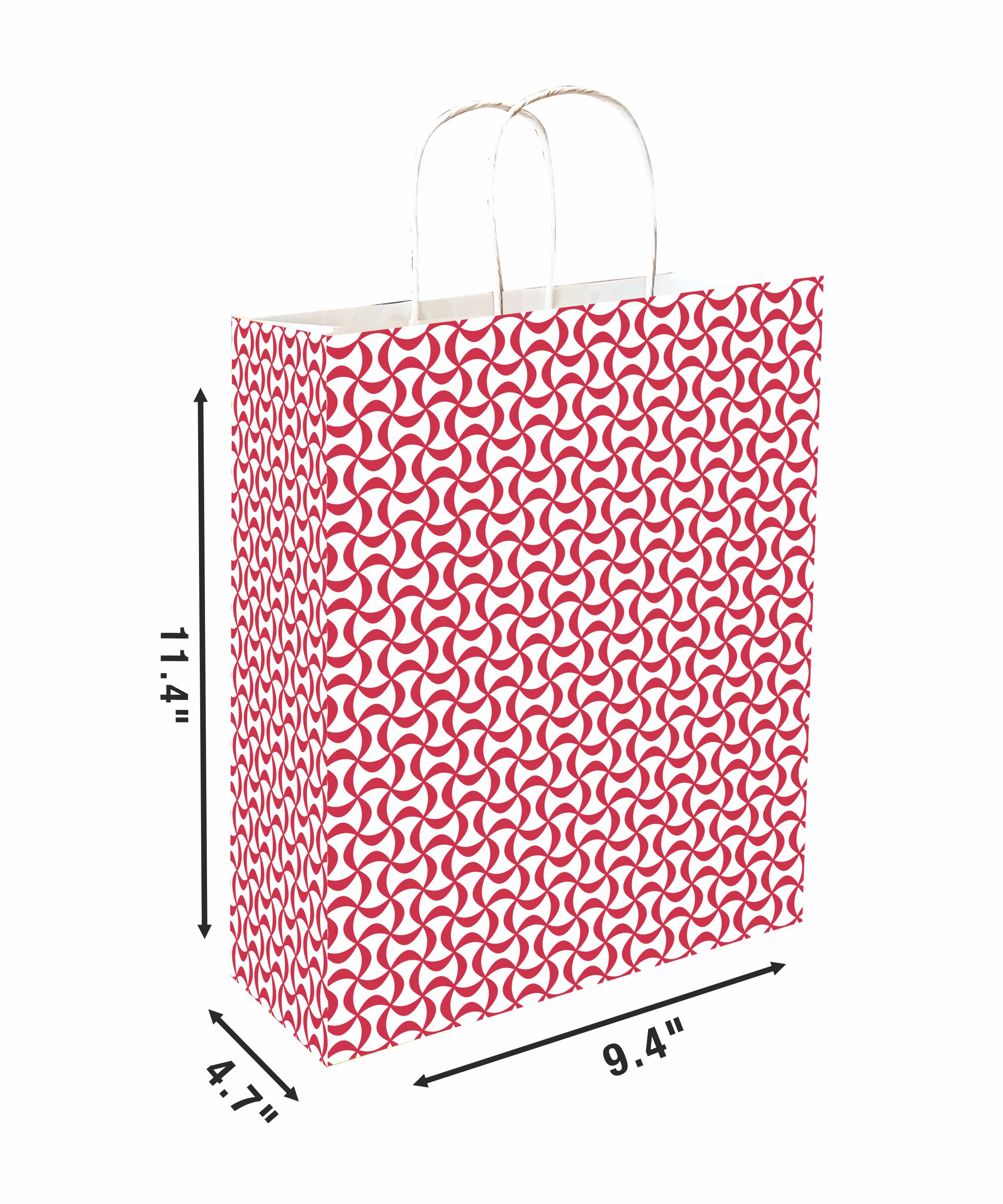 Printed 90 GSM Red Paper Gift Bags, Ideal for Return Gifts, Corporate Gifts, & Gifting on Special Occasions (Size: 11.4 x 9.4 x 4.7 inch) - 12 view 2