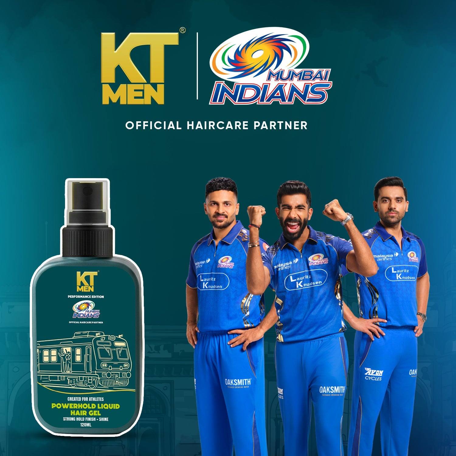 KT Men Power Hold Liquid Hair Gel - 120ml (Mumbai Indians)
