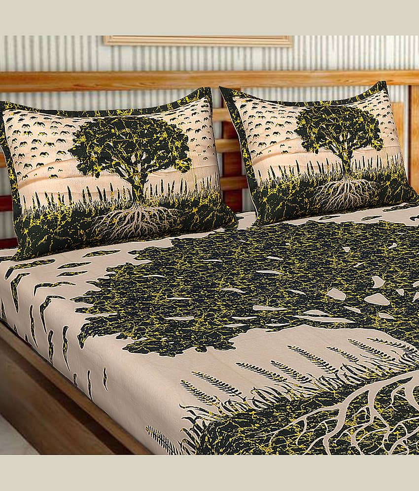 FrionKandy Living Cotton Double Bedsheet ( Green ) view 2