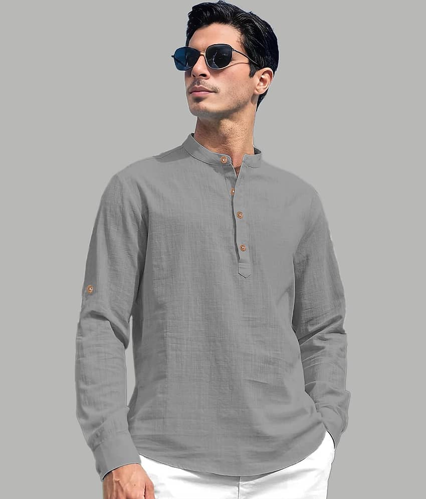 TrendiVastra Maroon Cotton Blend Men's Shirt Style Kurta ( Pack of 1 ) view 2