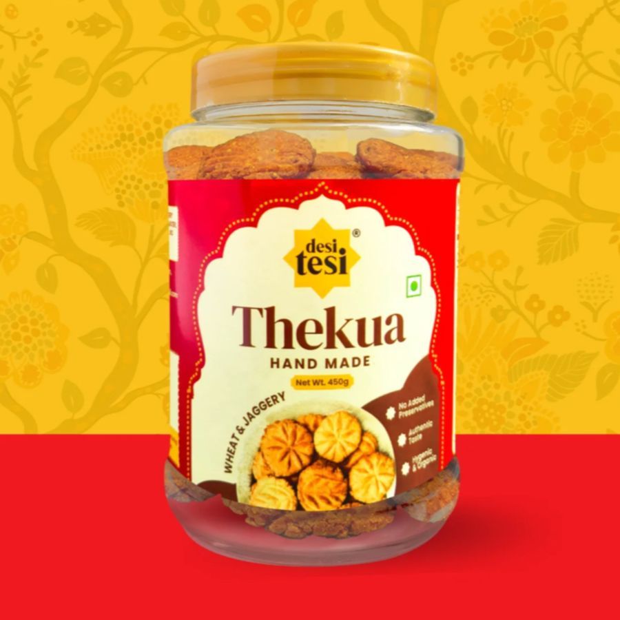 WHEAT $ JAGGERY THEKUA 450G | BUY 1 GET 1 MAKHANA JAR 75 G - 450 gm - Handmade Thekua pieces