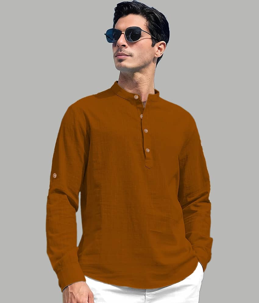 TrendiVastra Light Green Cotton Blend Men's Shirt Style Kurta ( Pack of 1 ) view 2
