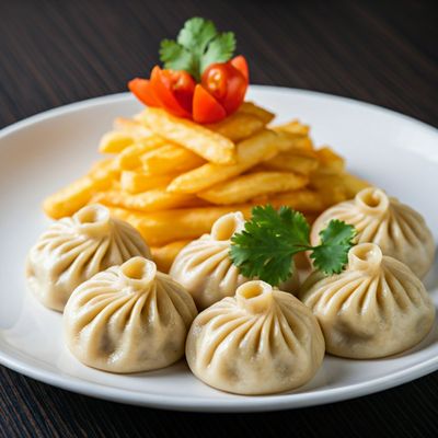 5 Chicken Momos + French Fries