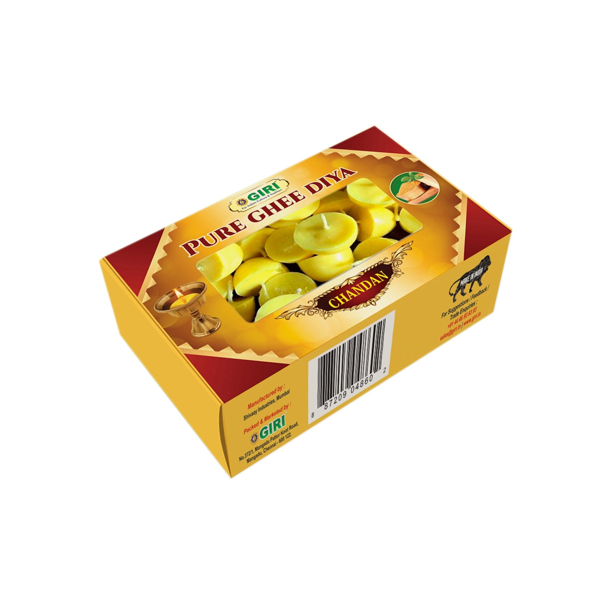 Giri Pure Ghee Diya - 20 Pcs | Ghee Wicks | Diya Batti | Jyot Batti | Ghee Cotton Wicks for Pooja Chandan view 2