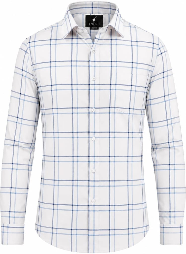 Men's Premium White Windowpane Check Formal Shirt view 2
