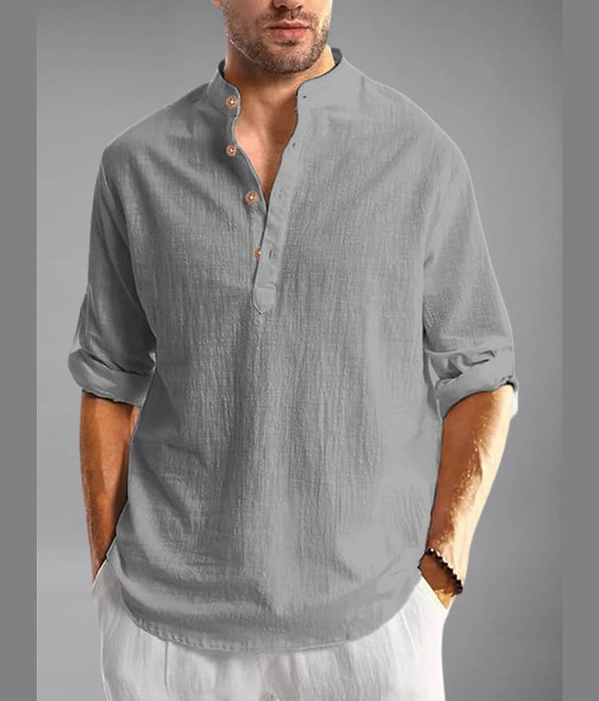 UNI VIBE Brown Cotton Blend Men's Shirt Style Kurta ( Pack of 1 )