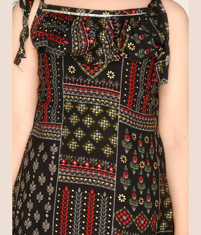 Cherry Tree Girls Rayon Patiala Kurta Set ( Pack of 1 , Black ) view 2