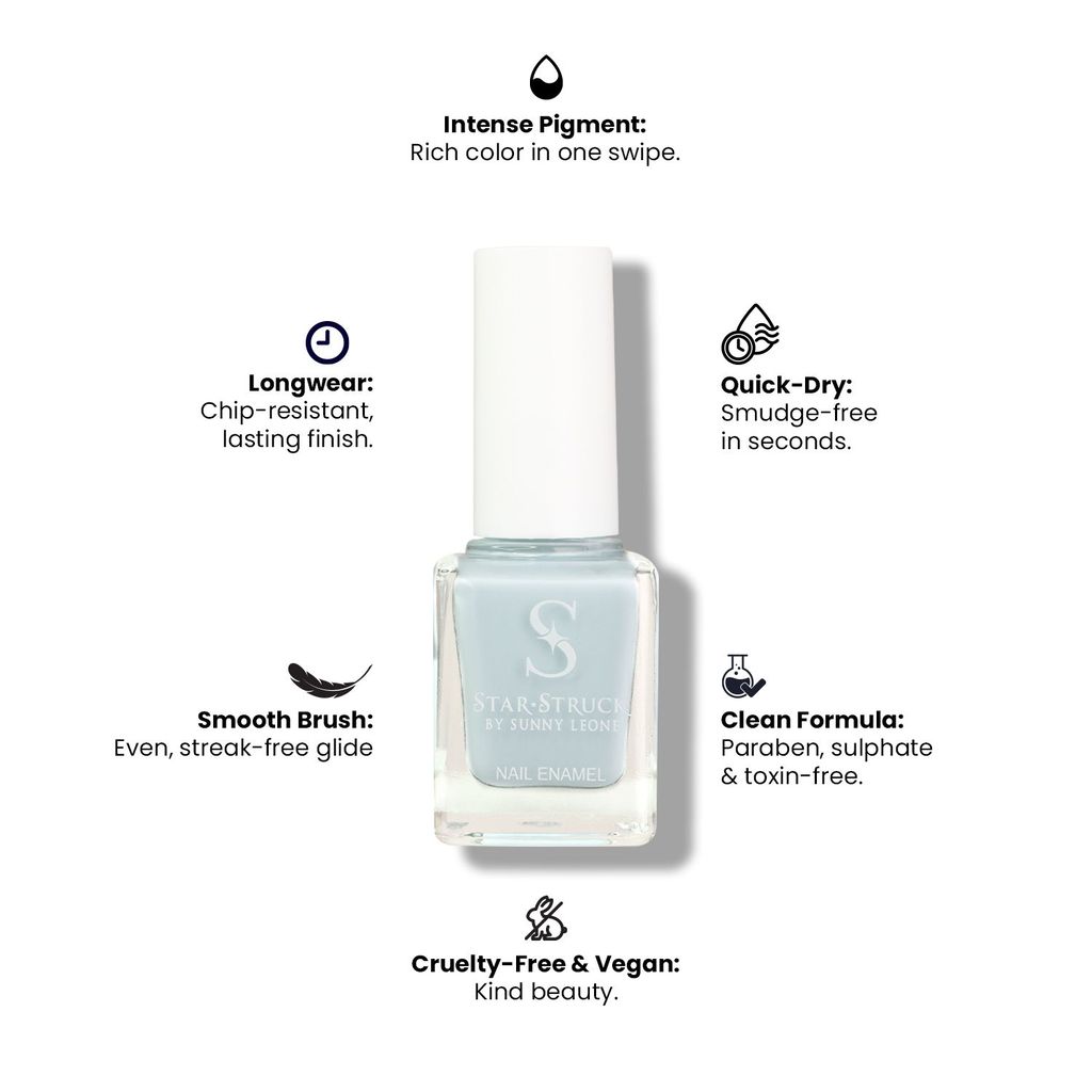 StarStruck by Sunny Leone - Almost White - Glossy Nail Polish | Mirror-Like Shine & Longwear Color | Quick Dry Formula view 2