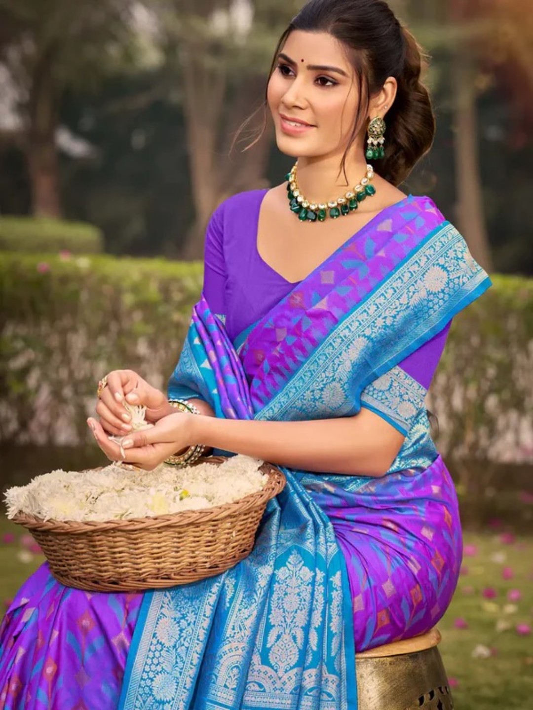 Purple Silk Saree view 2