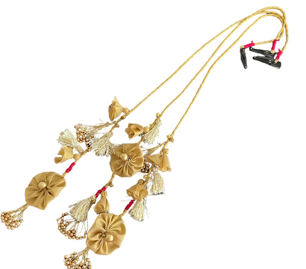 Boho golden floral hair parandi view 2