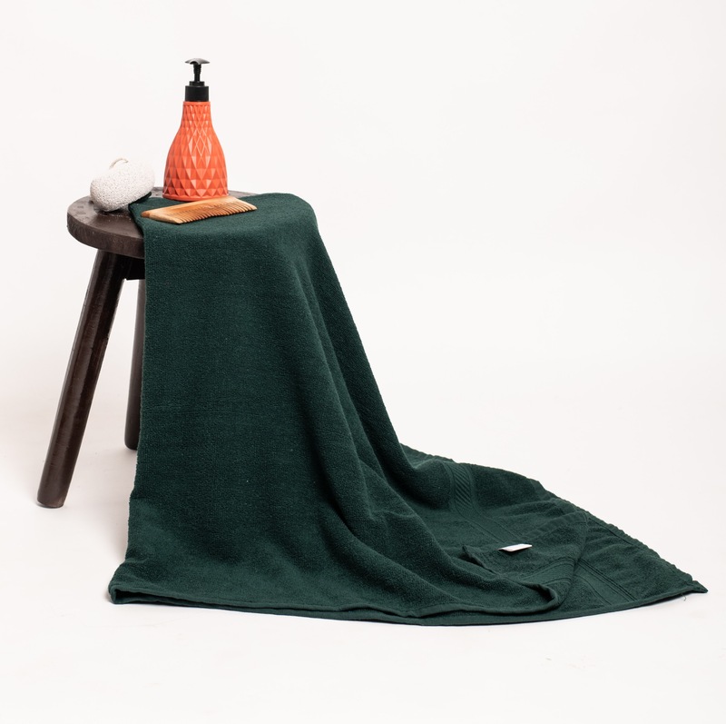 Furnofy Cotton 450 GSM Bath, Hand Towel Set Green (Pack Of 3) view 2