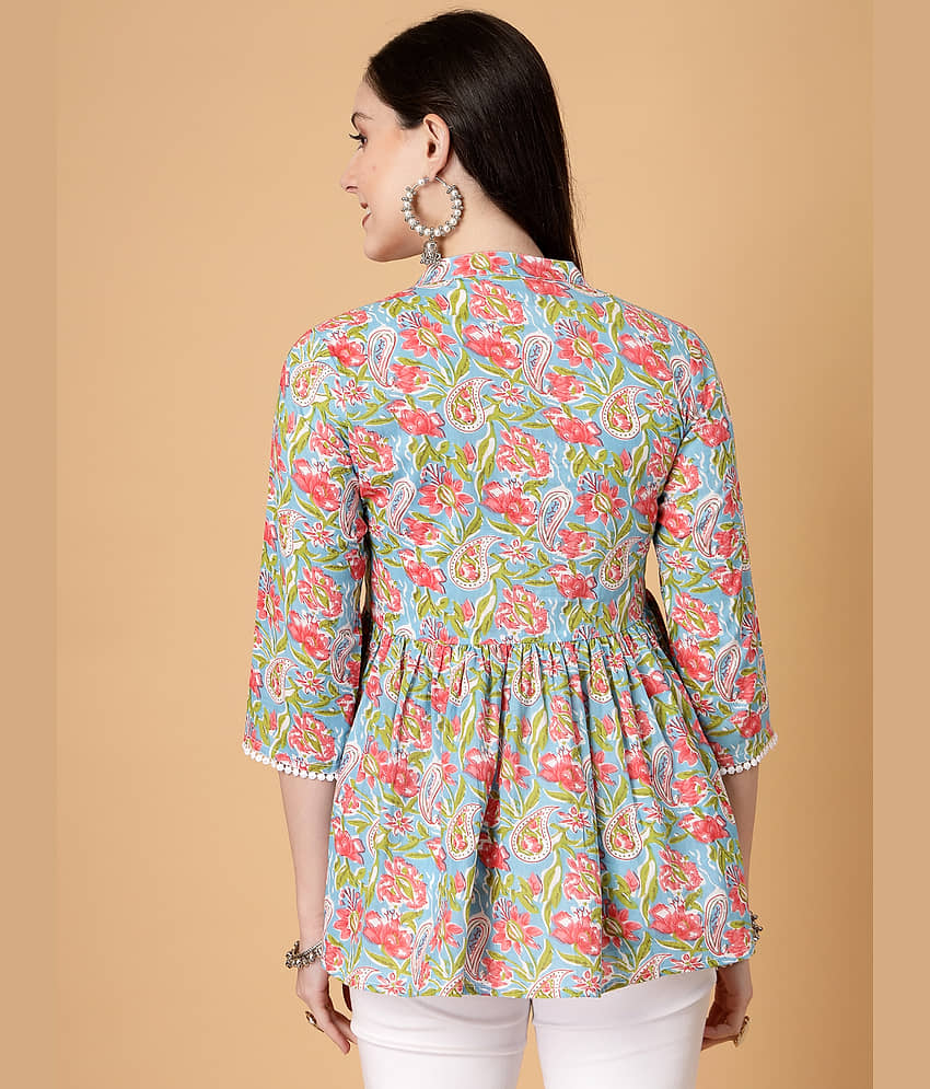 GOD BLESS Women's Cotton Peplum Top ( Multi Color ) view 2
