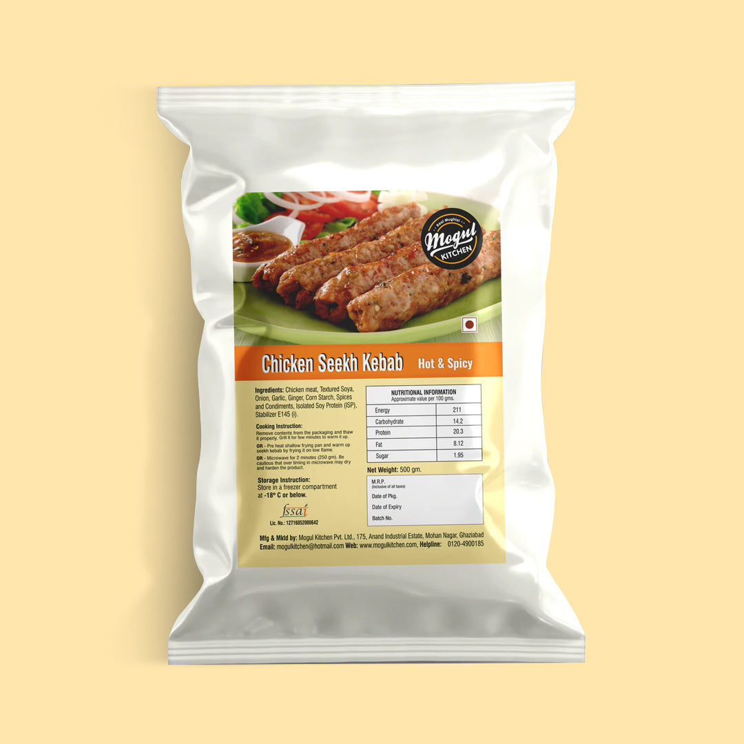 Mogul Kitchen Chicken Seekh Kebab (Hot & Spicy), 500 gm