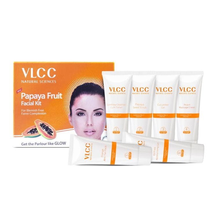 VLCC Papaya Fruit Facial kit for Blemish Free & Fairer Complexion (60gm) view 2
