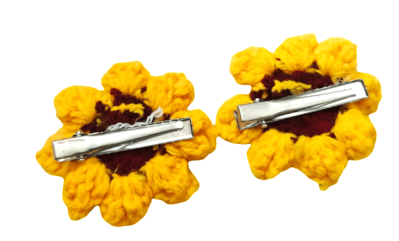 Handmade Crochet Flower Applique (Yellow Sunflower Style) view 2