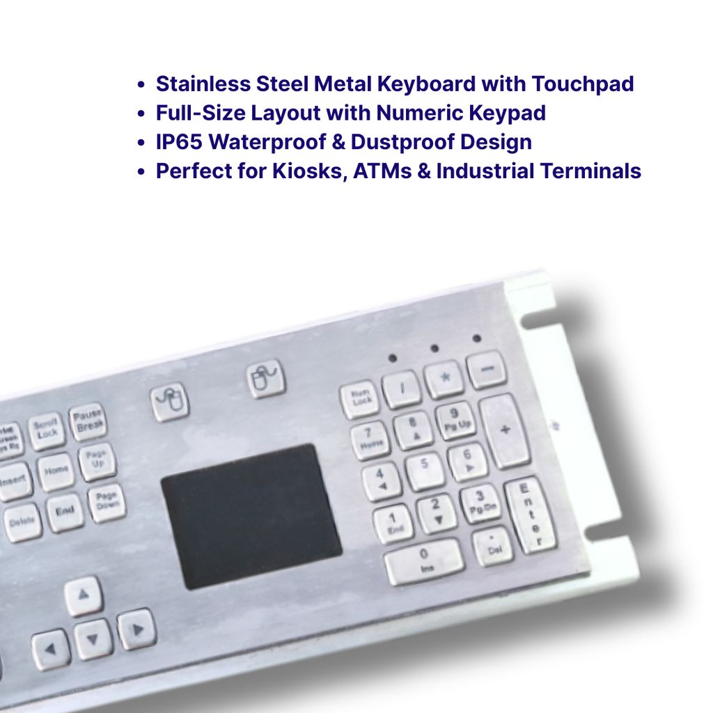 Linepro LP4255 TP | Industrial Metal Keyboard with Touchpad | IP65 Rated view 2