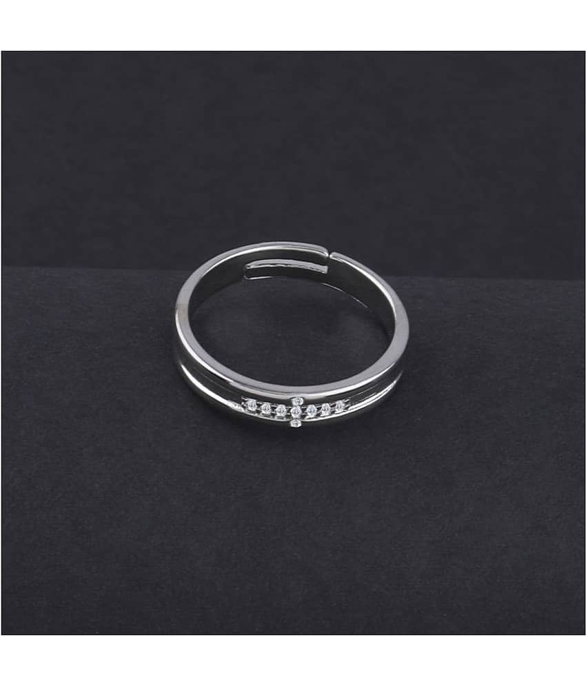 Silver Plated Stylish Solitaire Adjustable Ring For women Girls view 2