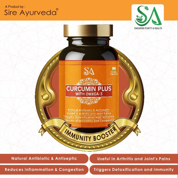 CURCUMIN PLUS WITH OMEGA- 3(Natural/Herbal for Daily Immunity & Resistance to infection ,Bone &Joint Wellness, Decreasing Workout Post Injuries) view 2