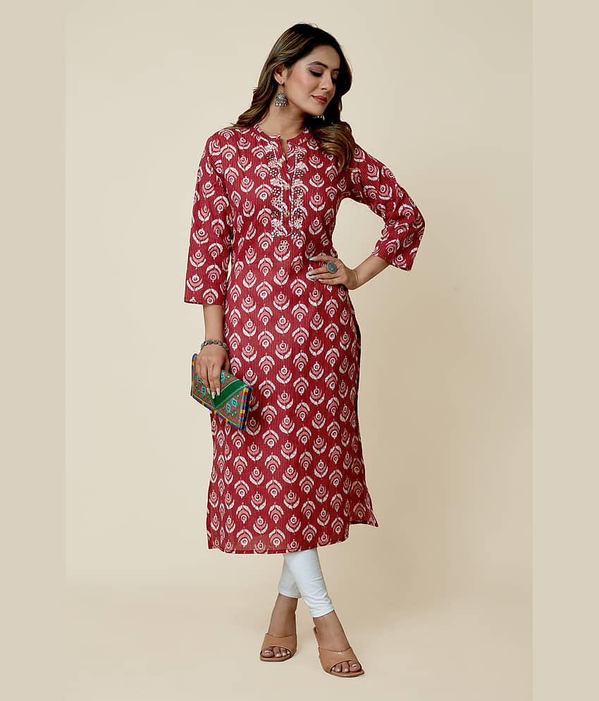SARRAS Cotton Printed Straight Women's Kurti - Red ( Pack of 1 ) view 2
