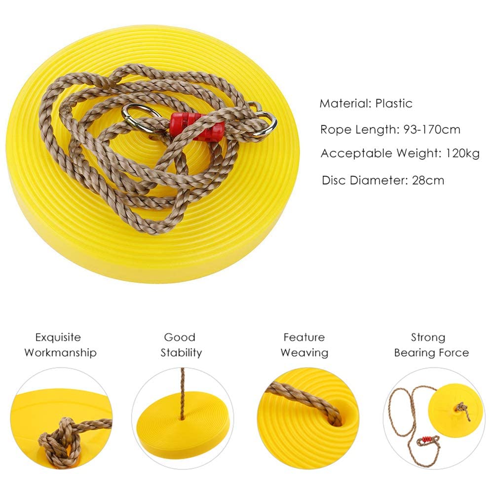 REZNOR Plastic Disc Hanging Tree Rope Swing Round Seat for Kids Children Playground Garden Outdoor Indoor Play Activity Adjustable Height, Weight Capacity? 120Kg view 2