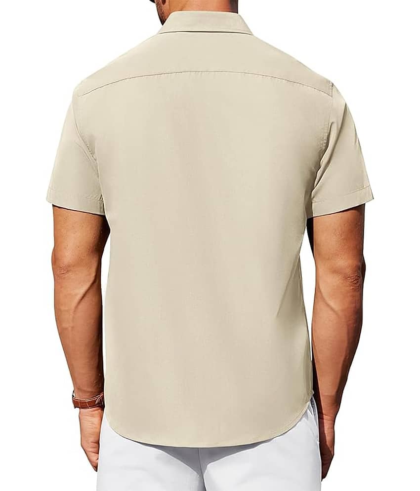 UNI VIBE Cotton Blend Slim Fit Solids Half Sleeves Men's Casual Shirt - Aqua Blue ( Pack of 1 ) view 2
