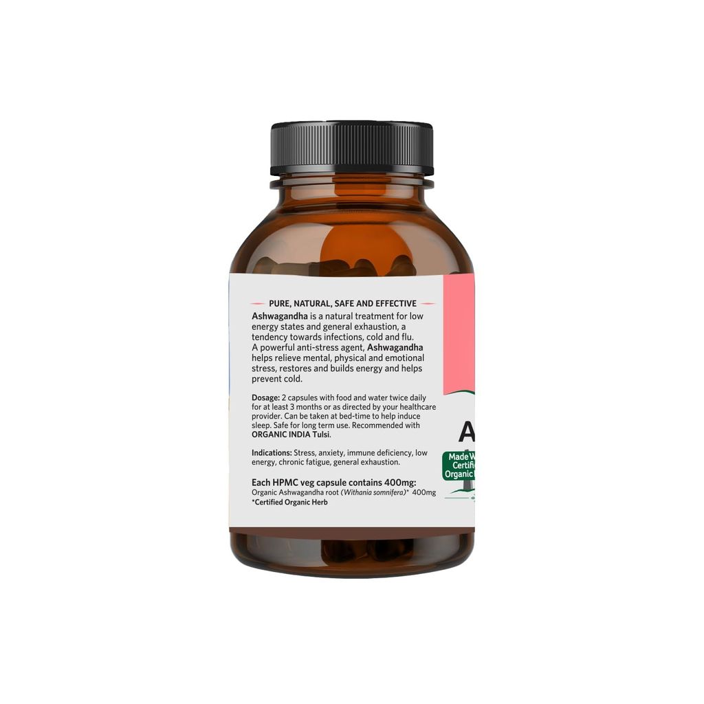 Organic India Ashwagandha Capsules - 180 Veg Capsules view 2