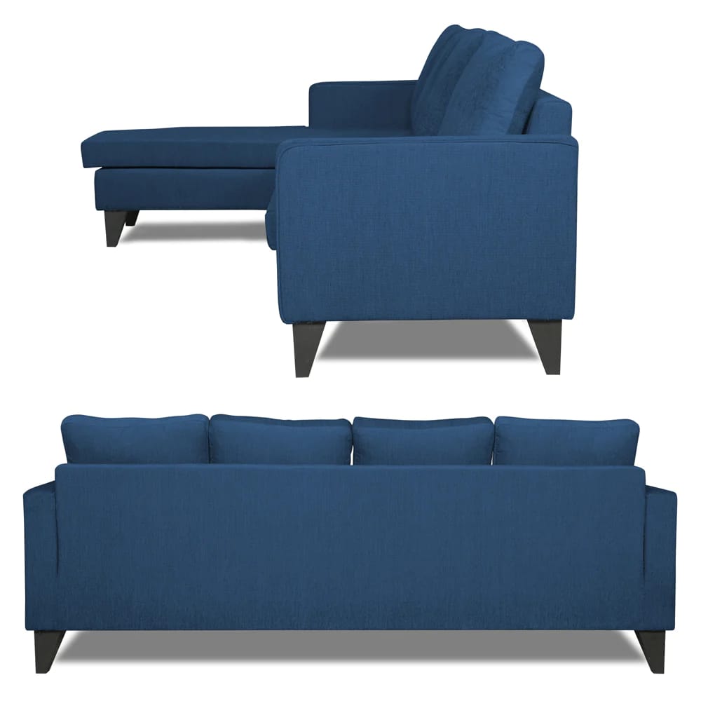L Shape 5 Seater Sofa Set Plain (Left Hand Side) (Blue) view 2