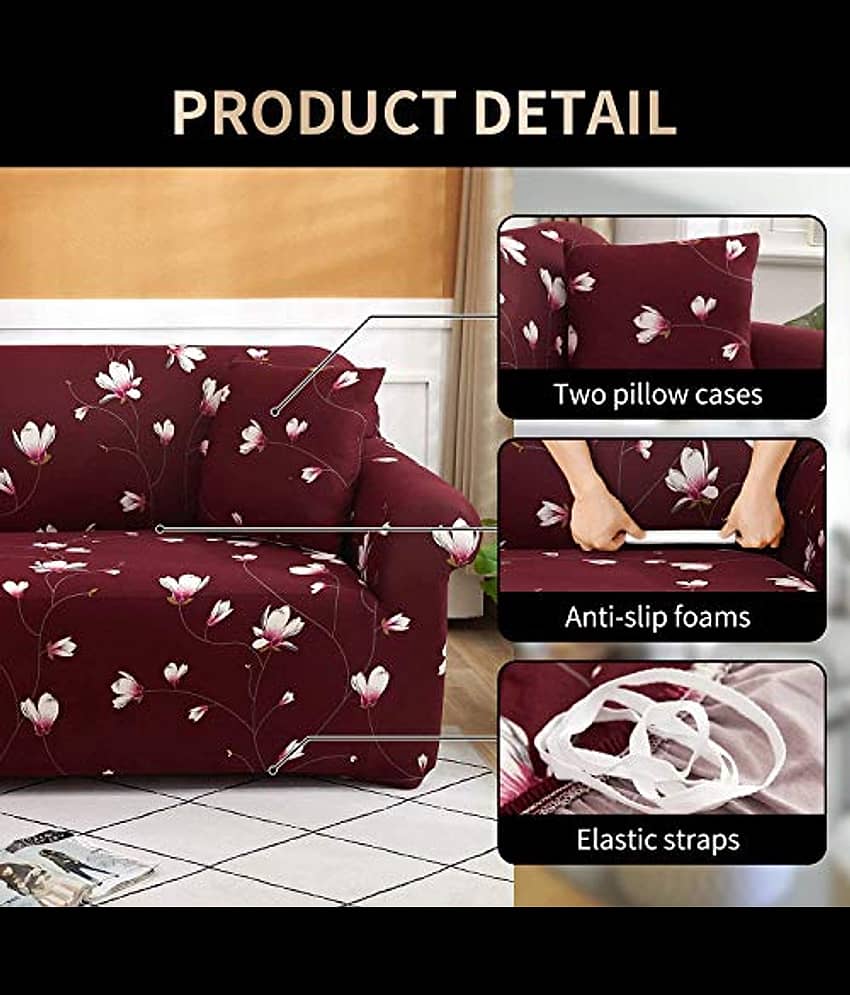 House Of Quirk 2 Seater Maroon Polyester Single Sofa Cover view 2