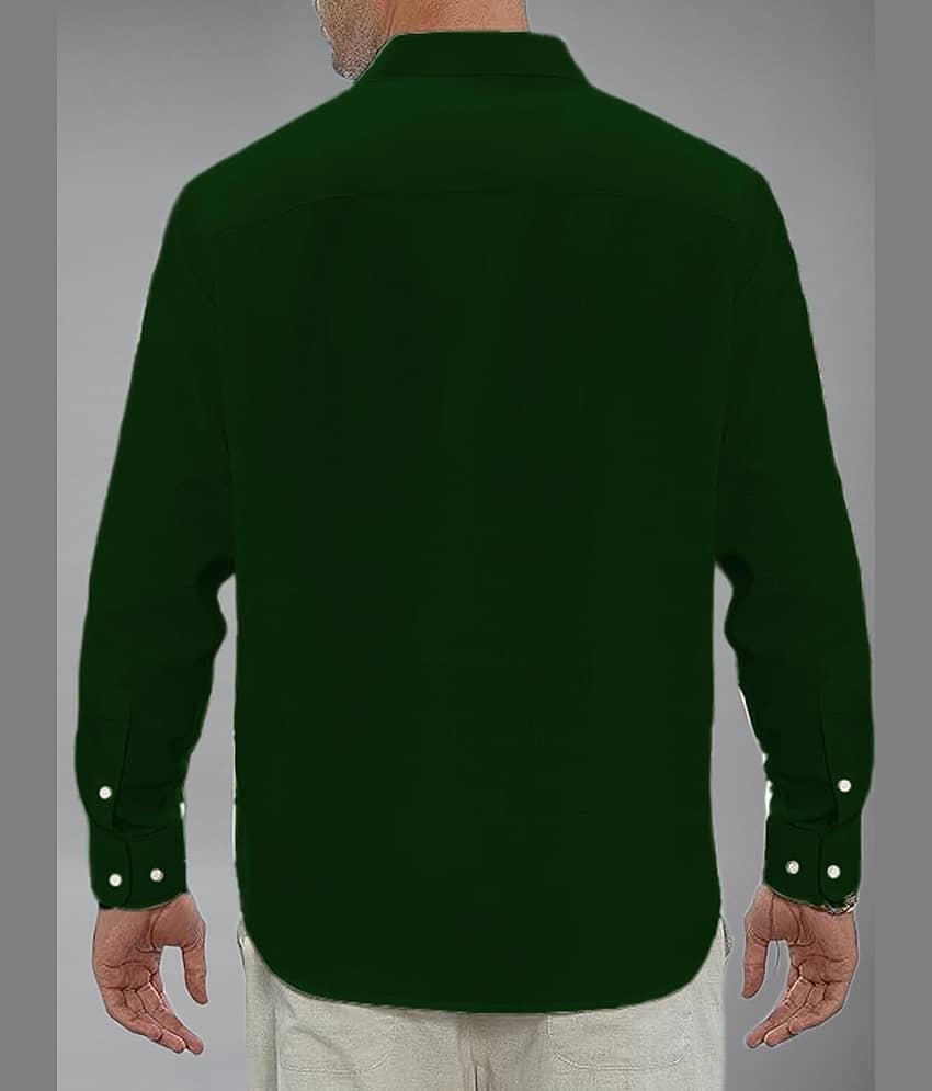 UNI VIBE Cotton Blend Slim Fit Solids Full Sleeves Men's Casual Shirt - Green ( Pack of 1 ) view 2