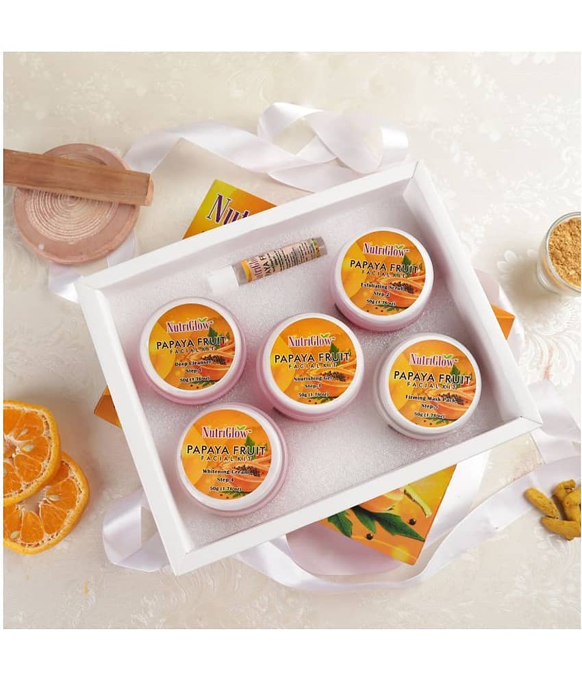 Nutriglow Papaya Fruit Facial Kit (260gm) Papaya Fruit Bleach Cream (43gm) Facial Kit g Pack of 2 view 2
