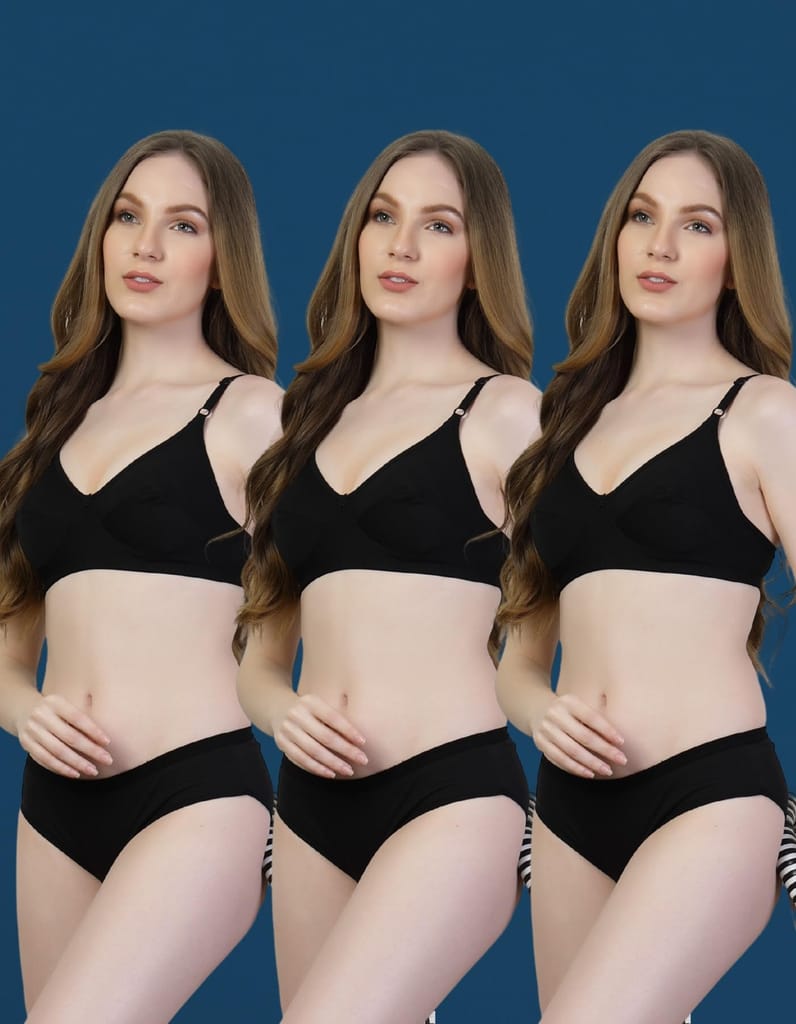 ADORNSTAR Bra Panty Set Sexy Lingerie Set for Women Pack of 3 Black view 2
