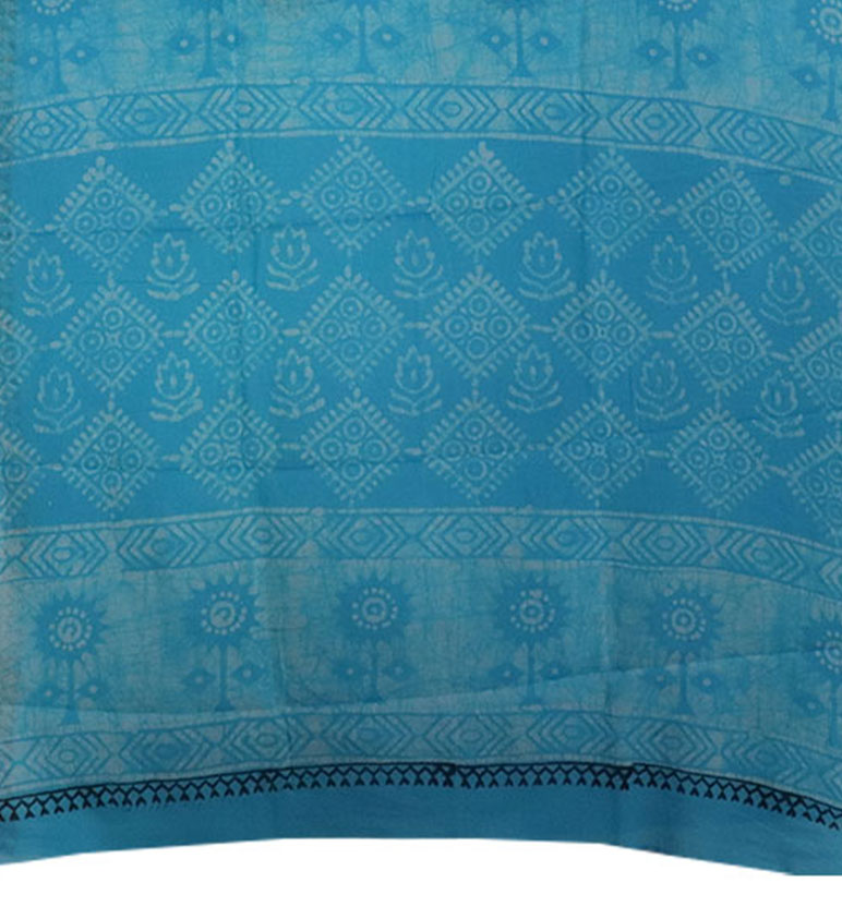 Handblock Printed Batik Cotton Saree view 2