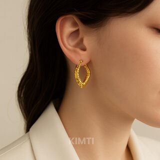 KIMTI 18K Gold Plated Sweet Love Hoop Anti Tarnish Earring view 2