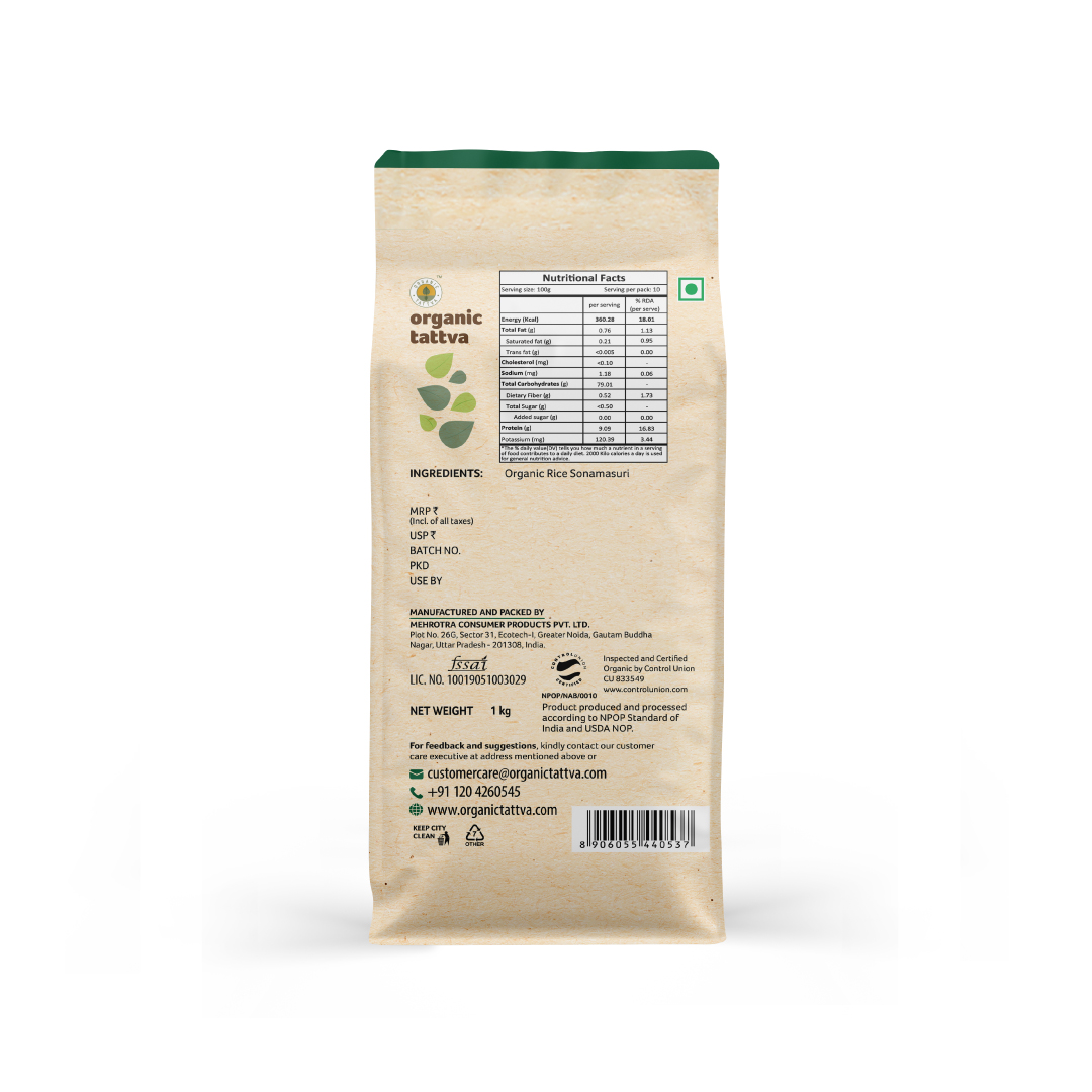 Organic Sonamasuri Raw Rice (white) 1kg view 2