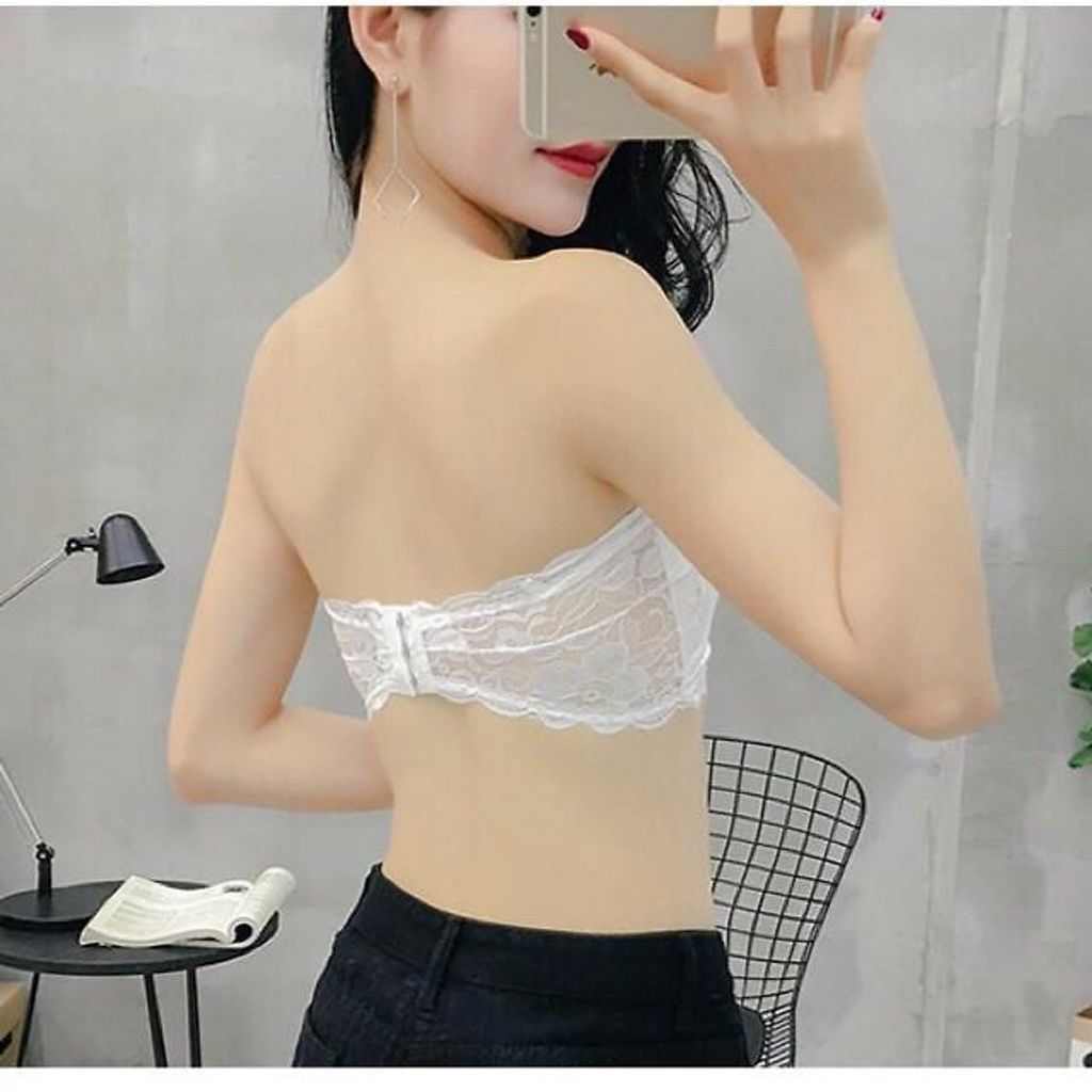 Women’s/Girl’s Lace Net Tube Bra Strapless Padded Seamless Hook Closure Bra view 2