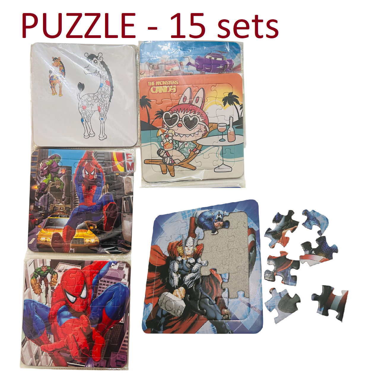 Puzzle with sketch to paint on back- 15 Sets view 2