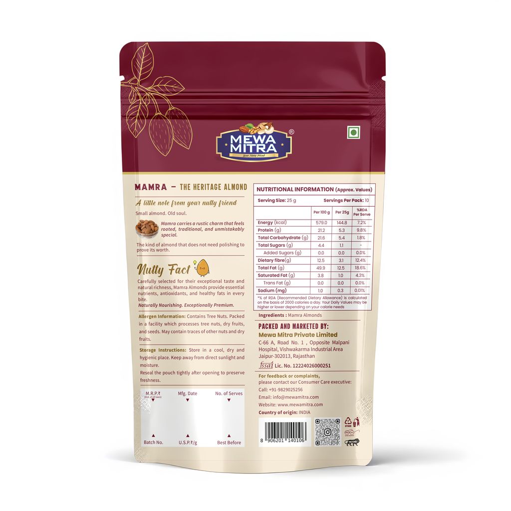 Mewa Mitra Premium Mamra Almonds 250g | Natural Mamra Badam | High Protein Dry Fruits view 2