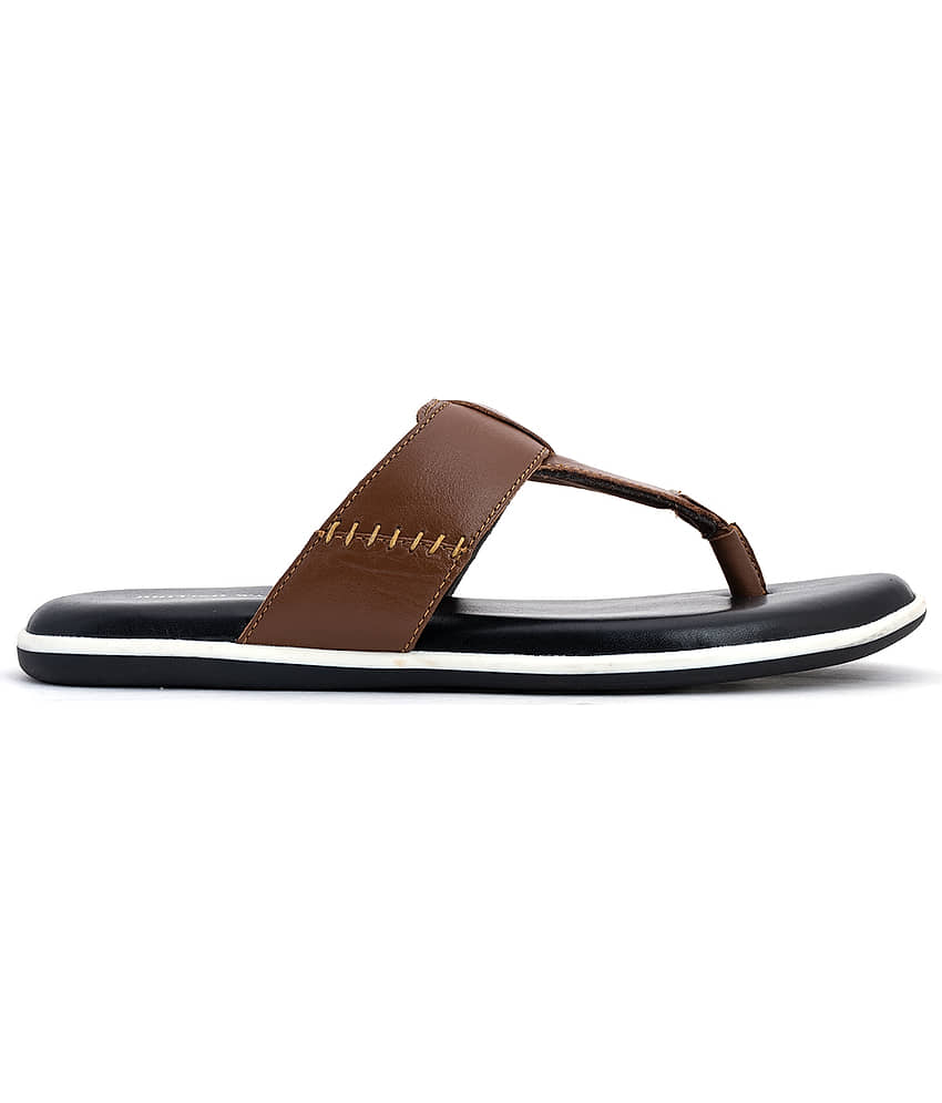 KHADIM Tan Flip Flops view 2