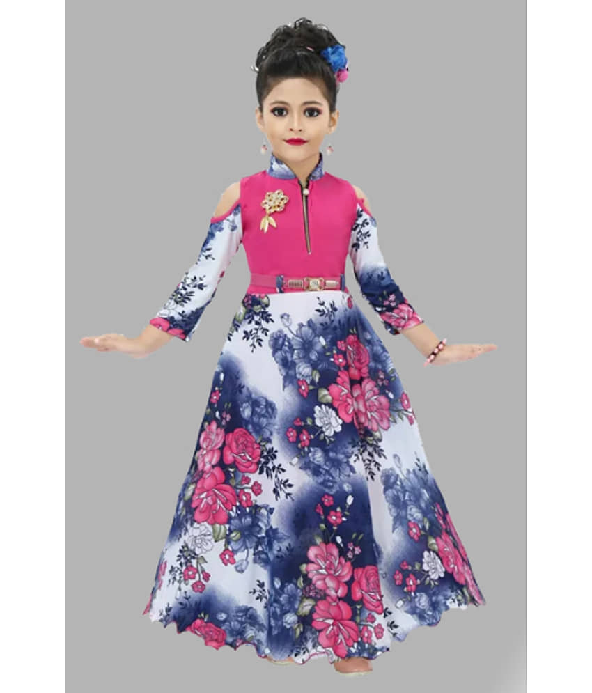 JCT DRESSES Crepe Gown For Girls ( Pack of 1 , Multicolor )