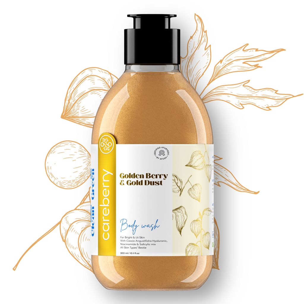 Careberry Golden Berry & Gold Dust Brightening Body Wash - Hyaluronic, Niacinamide, Salicylic Blend, Sulphate & Paraben Free, Vegan & Cruelty Free For All Skin Types - 300 ml view 2