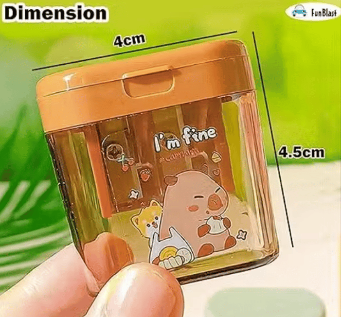 Kawaii Capybara Pencil Sharpener – Set of 4 Pcs Two-Hole Sharpeners for Kids, Aesthetic School Stationery view 2