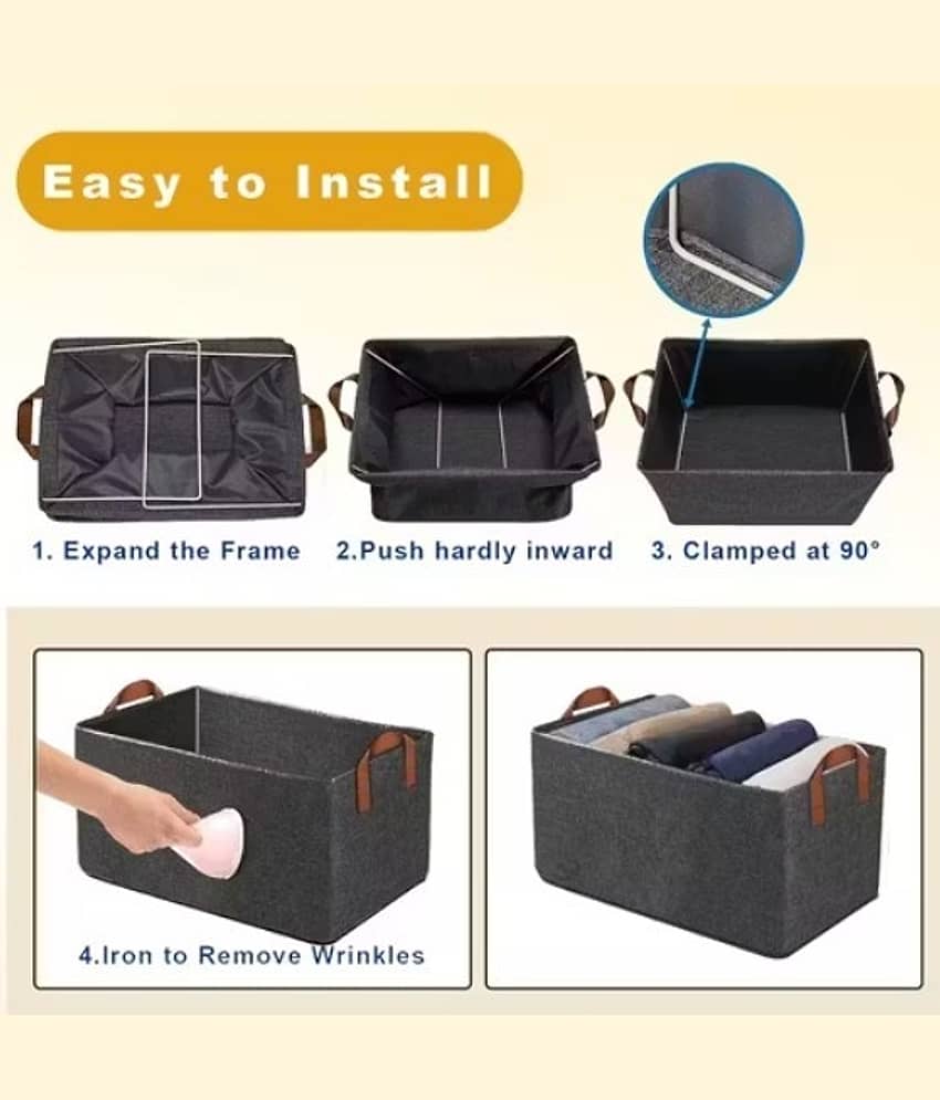 (Pack of 4) 26 Ltr Foldable Wardrobe Organizer for Clothes Toys and Books Smart Space-Saving Storage Box for Efficient Organization Ideal for Closets (Pack of 4) view 2
