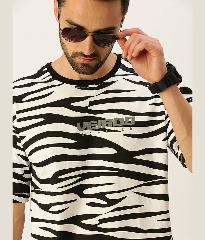 Veirdo Pack of 1 Cotton Oversized Fit Men's T-Shirt ( White ) view 2