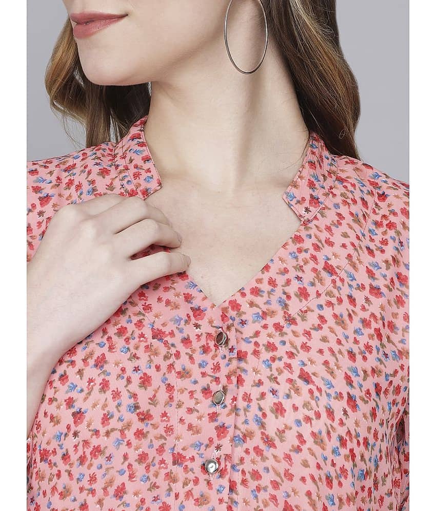 TOGZZ Women Georgette Printed A-line Dress ( Pink ) view 2