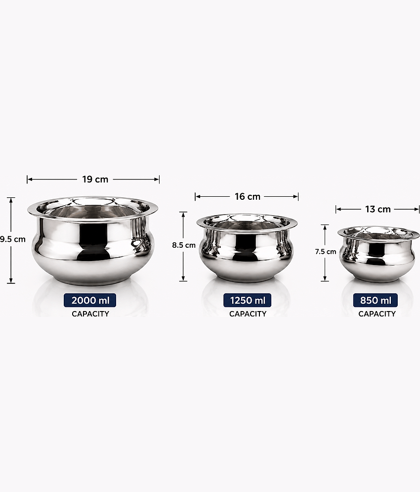 Visaxmi Non Coated Stainless Steel Cookware Sets Steel Handi set view 2