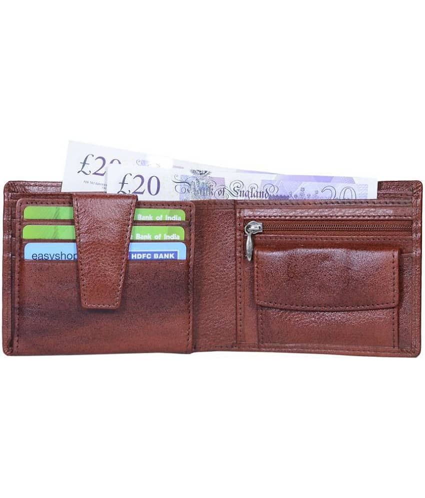 Hide&Sleek - Brown Leather Men's RFID Wallet ( Pack of 1 ) view 2