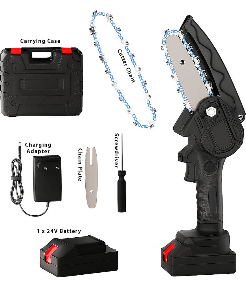 Shopper52 Cordless Mini Chainsaw for wood cutting| 21V Battery |One Hand Lightweight| Battery Powered | Wood Cutting | Tree Trimming | Chainsaw Machine view 2
